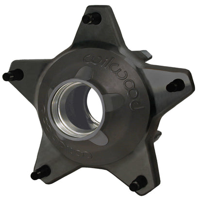 Wilwood Starlite 55 Wide 5 Front Hub - Black - Snap-Cap - Standard Offset - 5/8" Coarse Studs, Drilled