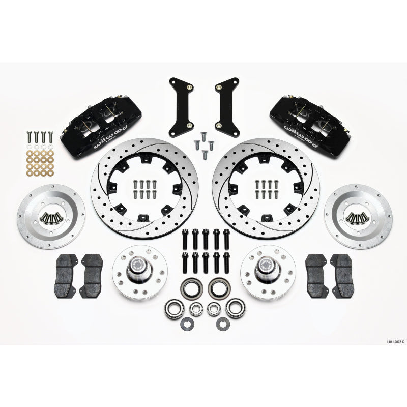 Wilwood Dynapro Front Brake System - 6 Piston Caliper - 12.19 in Drilled / Slotted  Rotor - Offset Hub - Black Powder Coat - GM G-Body 1980-87