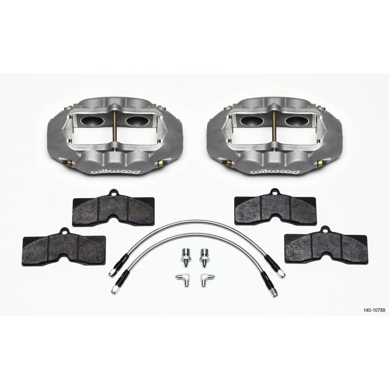 Wilwood Engineering D8-4 Brake Caliper 4 Piston Pads/Lines/Fittings Aluminum - Clear Anodize