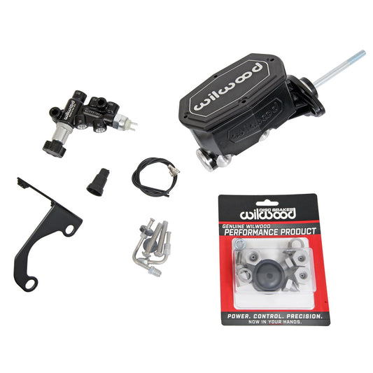 Wilwood Tandem Master Cylinder - 15/16 in Bore - 1.10 in Stroke - Integral Reservoir - Black