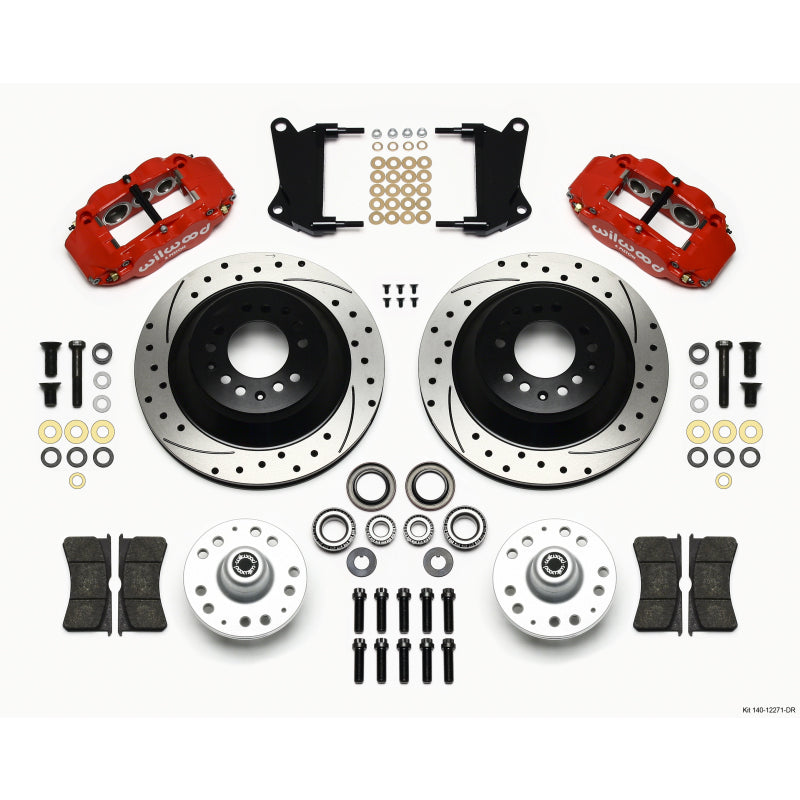 Wilwood Forged Narrow Superlite 6R Big Brake Front Brake Kit (Hub and 1PC Rotor) - Red -12.88" Drilled/Slotted Rotor - 1967-72 Camaro / Nova