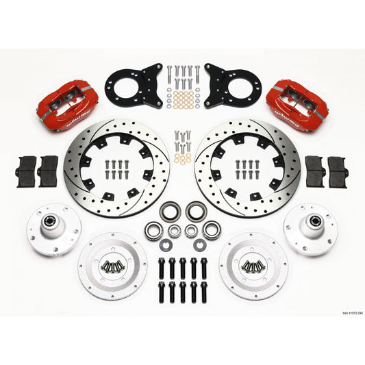 Wilwood Forged Dynalite Big Brake Front Brake Kit (Hub) - Red - 12.19" Drilled / Slotted Rotor - 1965-69 Mustang