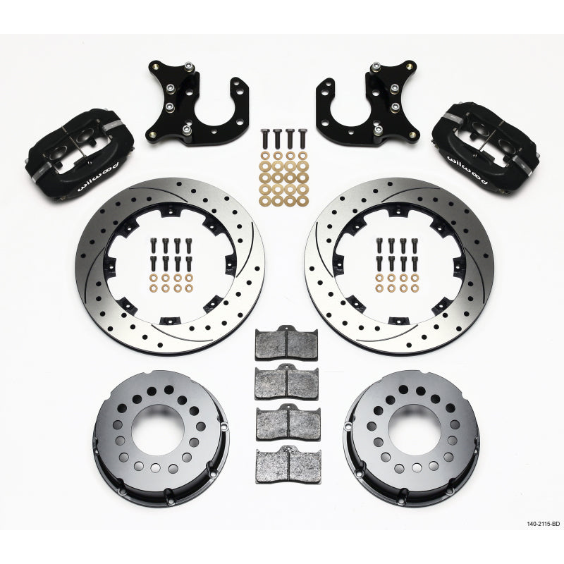 Wilwood Dynalite Pro Series Rear Brake Kit - Black - SRP Drilled & Slotted Rotor - Big Ford 2.36"