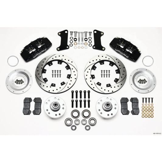 Wilwood Dynapro 6 Big Brake Front Brake Kit (Hub) - BlackCaliper - SRP Drilled & Slotted Rotor