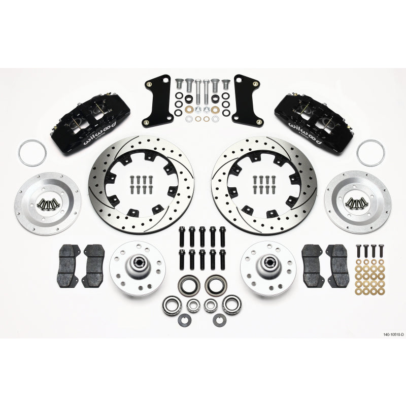 Wilwood Dynapro 6 Big Brake Front Brake Kit (Hub) - BlackCaliper - SRP Drilled & Slotted Rotor