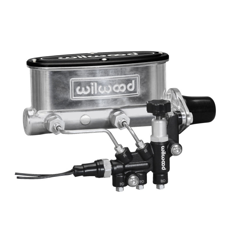 Wilwood Aluminum Tandem Master Cylinder Kit w/ Bracket and Proportioning Valve - 1-1/8" Bore - Polished