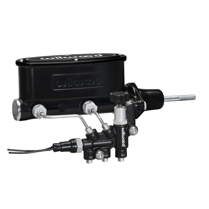 Wilwood Aluminum Tandem M/C Kit with Bracket and Valve .938" Bore - Black