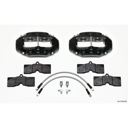 Wilwood D8-4 Front Brake System - 4 Piston Caliper - Pads/Lines/Fittings - Black - Chevy Corvette 1965-82