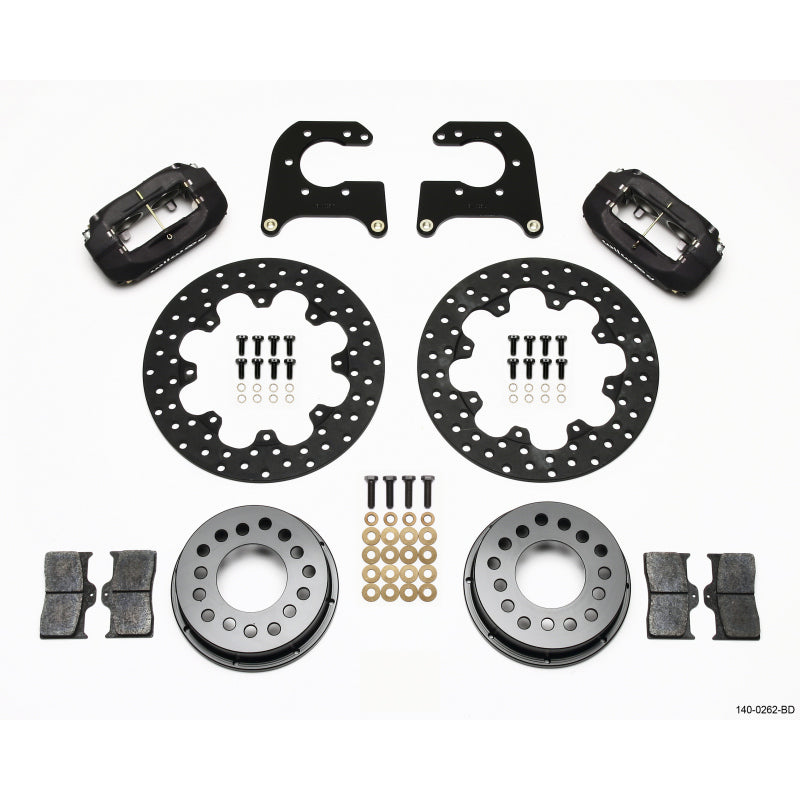 Wilwood Dynalite Rear Drag Brake Kit - Black - Drilled Rotor - Small Ford 2.66"