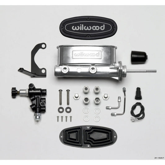 Wilwood Aluminum Tandem M/C Kit with Bracket and Valve .938" Bore - Ball Burnished
