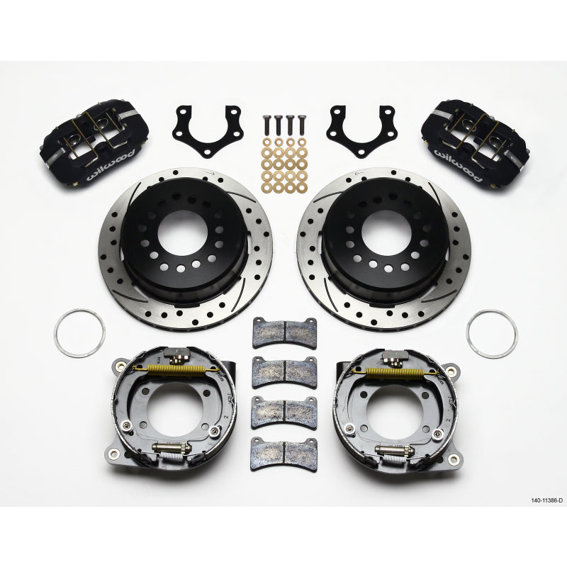 Wilwood Dynapro Low-Profile Rear Parking Brake Kit - Black Anodized Caliper - SRP Drilled & Slotted Rotor - Mopar/Dana w/ Parking Brake