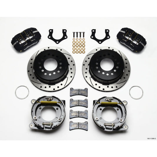 Wilwood Dynapro Low-Profile Rear Parking Brake Kit - Black Anodized Caliper - SRP Drilled & Slotted Rotor - Mopar/Dana w/ Parking Brake