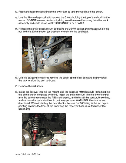 aFe Sway-A-Way 3.0 Coilover Kit | Ford F-150 Raptor (17-19) 3.0" Remote Reservoirs (301-5000-02-CA)