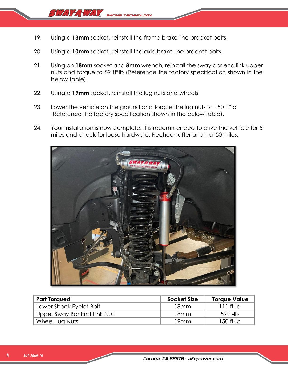 aFe Sway-A-Way 2.5 F&R Shock Kit w/HW | Ford F-250/350 17-24 4WD (301-5600-16)