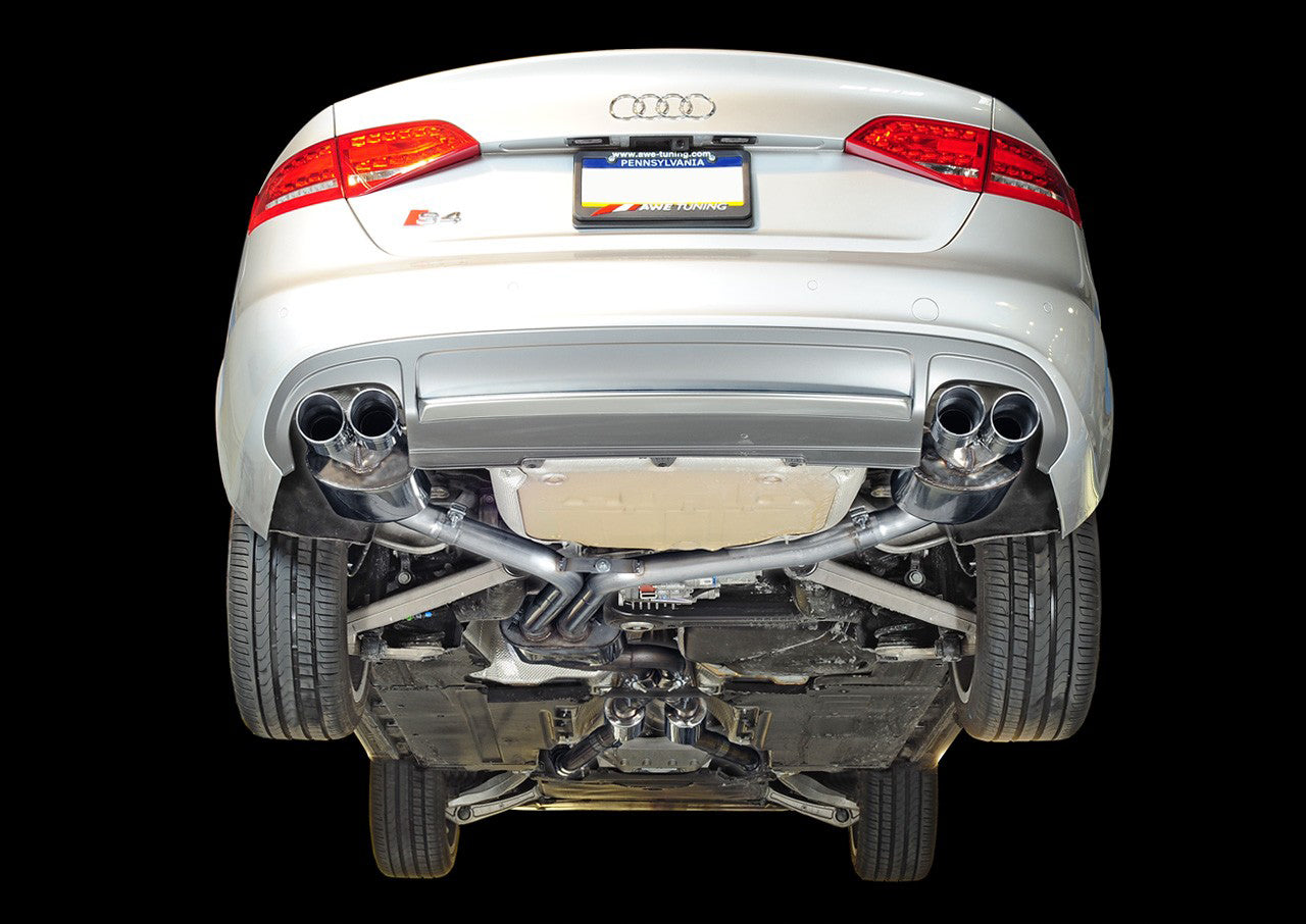 AWE Tuning Touring Edition Exhaust for Audi B8 S4 3.0T - Chrome Silver Tips (102mm) (3010-42016)