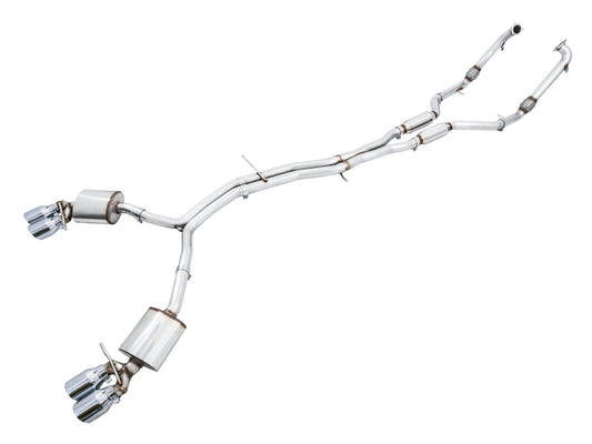AWE Tuning Touring Edition Exhaust for Audi B9 S4 - Chrome Silver 102mm Tips (3010-42056)