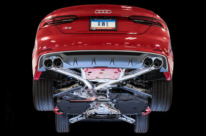 AWE Tuning Track Edition Exhaust for Audi B9 S5 Coupe - Non-Resonated - Chrome Silver 102mm Tips (3010-42064)