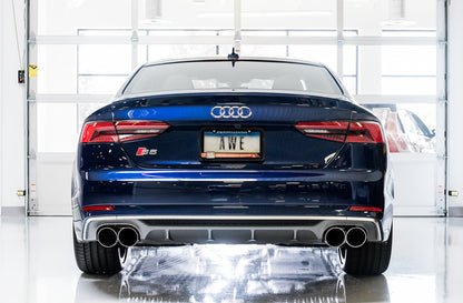 AWE Tuning Track Edition Exhaust for Audi B9 S5 Coupe - Non-Resonated - Chrome Silver 102mm Tips (3010-42064)