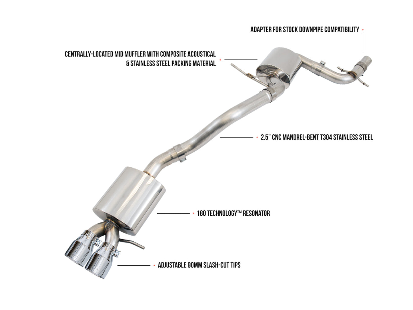 AWE Tuning Touring Edition Exhaust for MK5 Jetta 2.0T - GLI - Chrome Silver Tips (3015-22062)