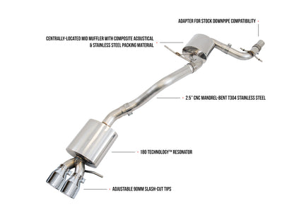 AWE Tuning Touring Edition Exhaust for MK5 Jetta 2.0T - GLI - Chrome Silver Tips (3015-22062)