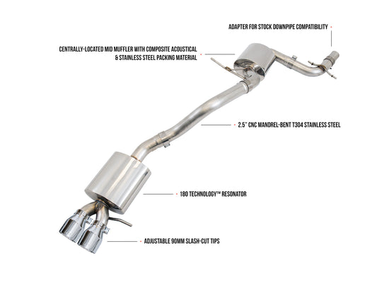 AWE Tuning Touring Edition Exhaust for MK5 Jetta 2.0T - GLI - Chrome Silver Tips (3015-22062)