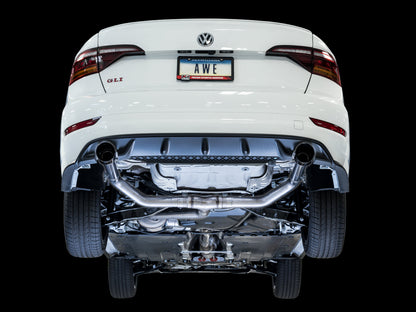 AWE Tuning Track Edition Exhaust - Resonated - for MK7 Jetta GLI w/ High Flow Downpipe (not included) - Chrome Silver Tips (3015-22068)