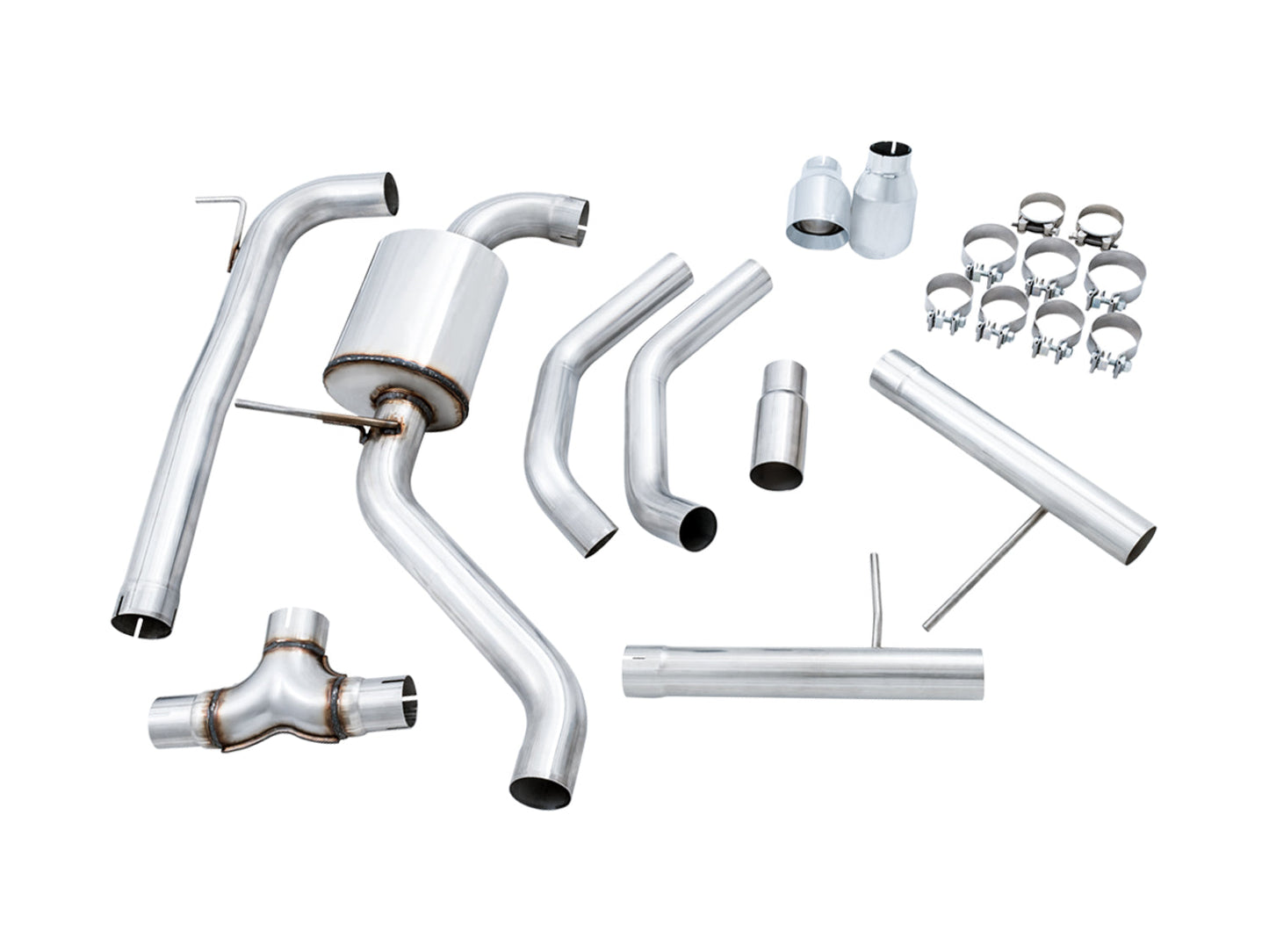 AWE Tuning Track Edition Exhaust - Resonated - for MK7 Jetta GLI w/ High Flow Downpipe (not included) - Chrome Silver Tips (3015-22068)