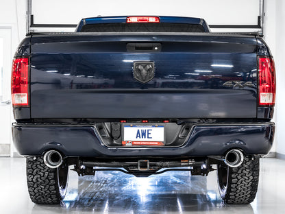 AWE Tuning 0FG Dual Rear Exit Catback Exhaust for 4th Gen RAM 1500 5.7L (with bumper cutouts) - Chrome Silver Tips (3015-32002)