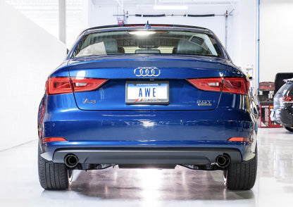 AWE Tuning Touring Edition Exhaust for Audi 8V A3 2.0T - Dual Outlet, Chrome Silver 90 mm Tips (3015-32056)
