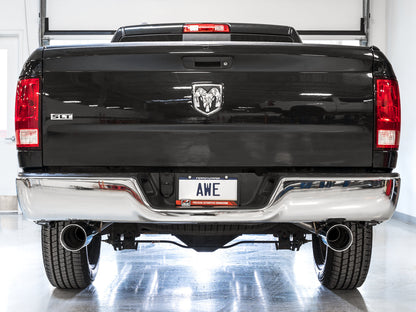 AWE Tuning 0FG Dual Rear Exit Catback Exhaust for 4th Gen RAM 1500 5.7L (without bumper cutouts) - Chrome Silver Tips (3015-32101)