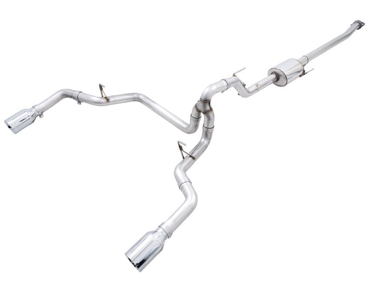AWE Tuning 0FG Dual Split Rear Exhaust for '21+ Ford F-150 - 5" Chrome Silver Tips (3015-32105)