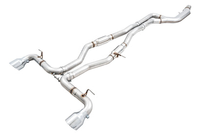 AWE Tuning Resonated Track Edition Exhaust for A90 Supra - 5" Chrome Silver Tips (3015-32116)