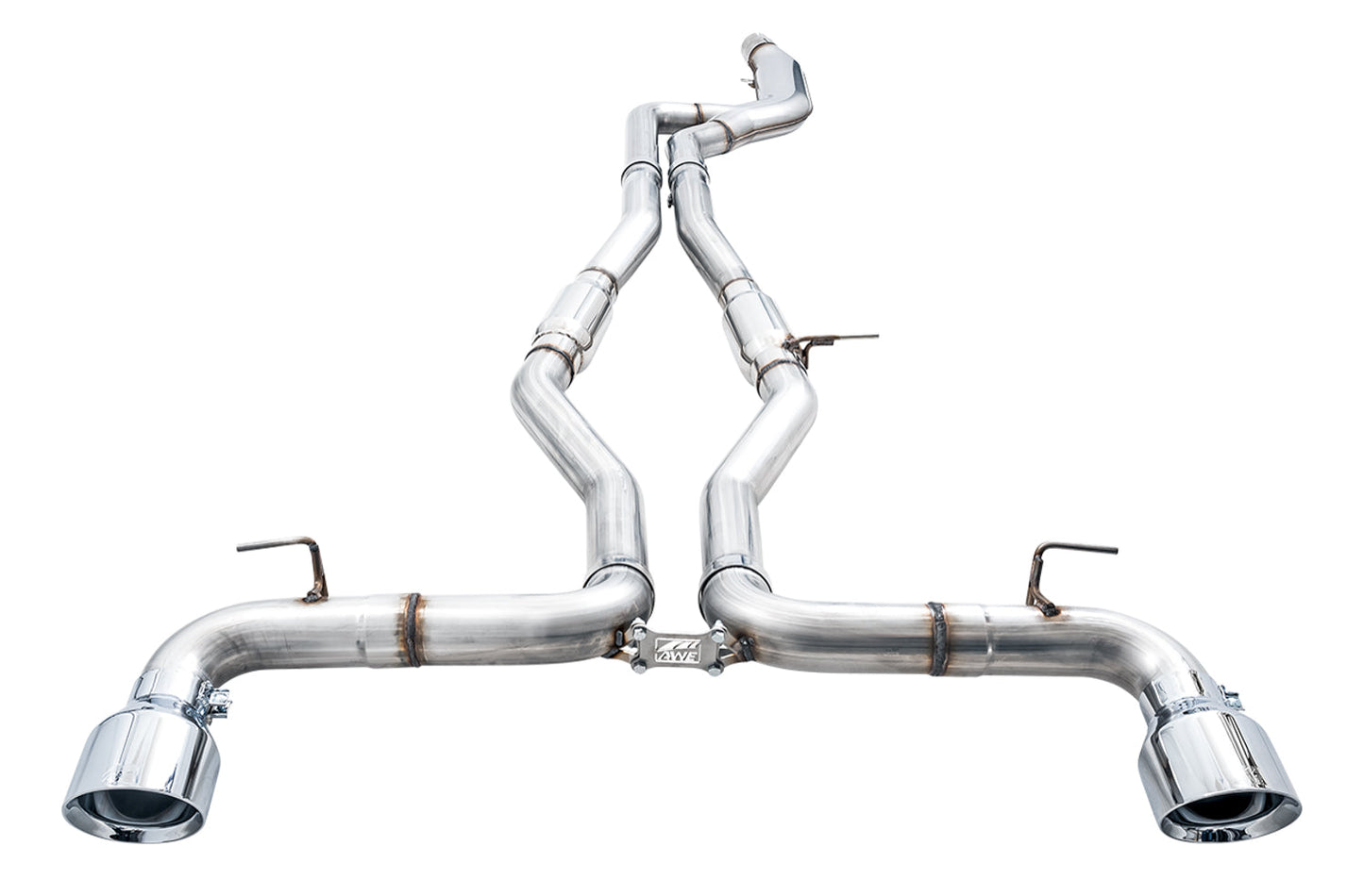AWE Tuning Resonated Track Edition Exhaust for A90 Supra - 5" Chrome Silver Tips (3015-32116)