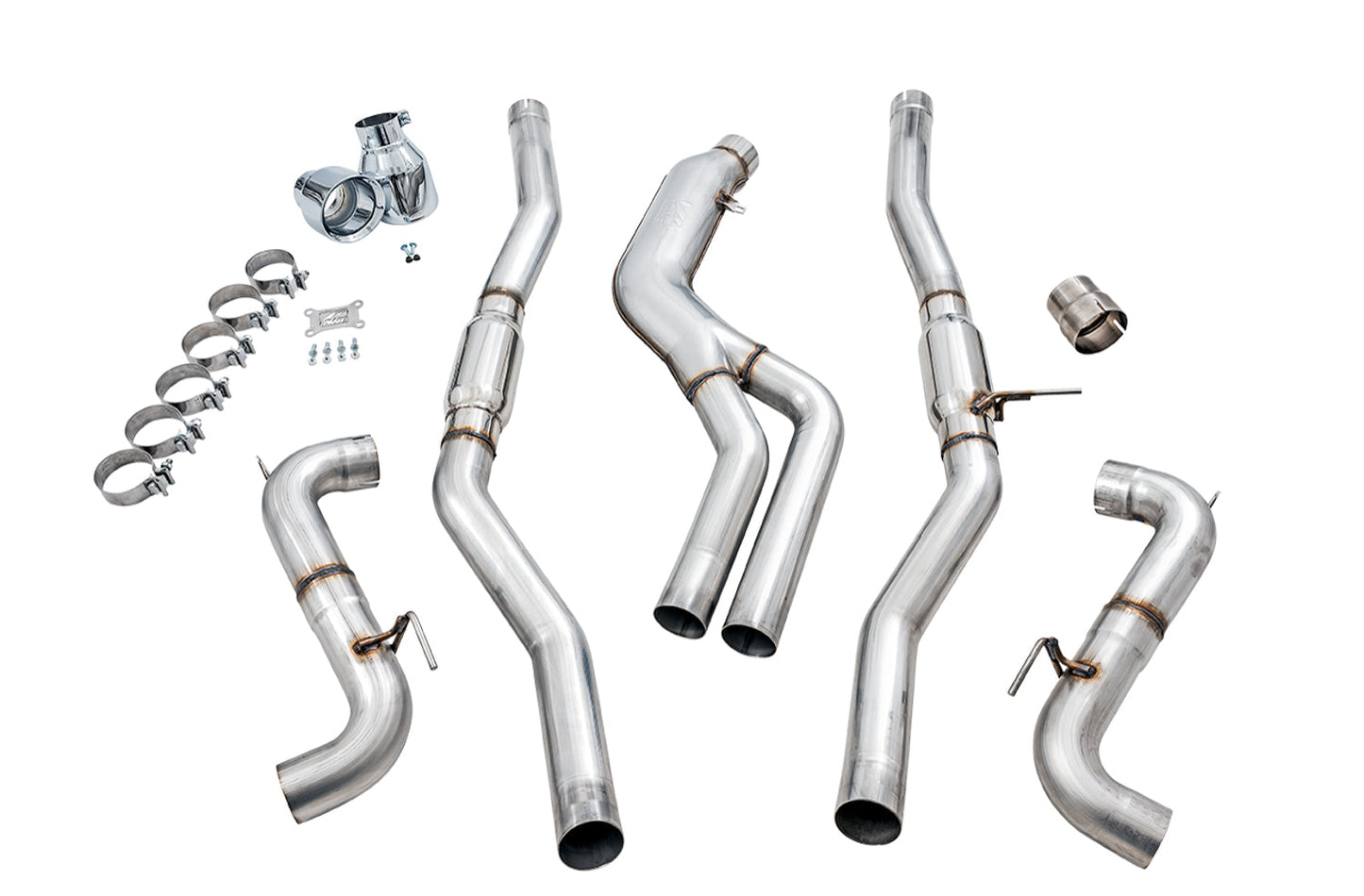 AWE Tuning Resonated Track Edition Exhaust for A90 Supra - 5" Chrome Silver Tips (3015-32116)