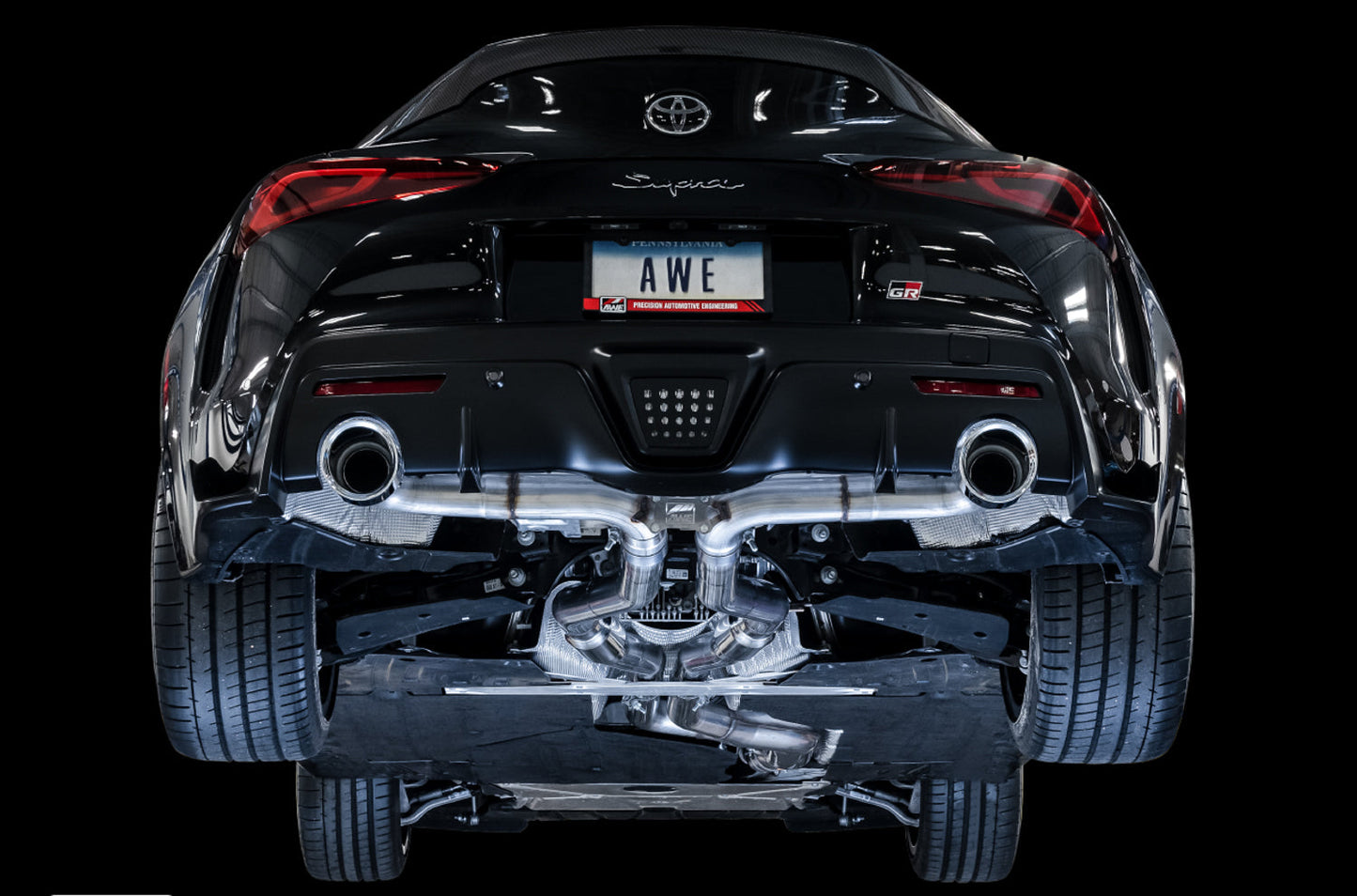 AWE Tuning Resonated Track Edition Exhaust for A90 Supra - 5" Chrome Silver Tips (3015-32116)