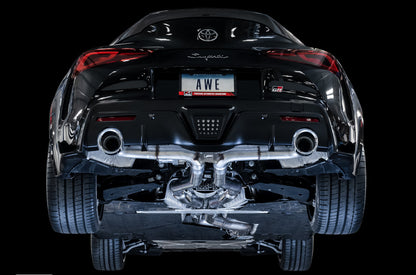 AWE Tuning Resonated Track Edition Exhaust for A90 Supra - 5" Chrome Silver Tips (3015-32116)
