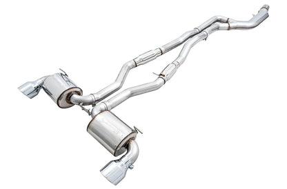 AWE Tuning Resonated Touring Edition Exhaust for A90 Supra - 5" Chrome Silver Tips (3015-32118)
