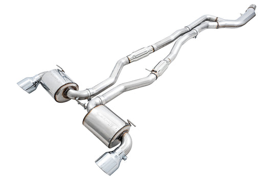 AWE Tuning Resonated Touring Edition Exhaust for A90 Supra - 5" Chrome Silver Tips (3015-32118)