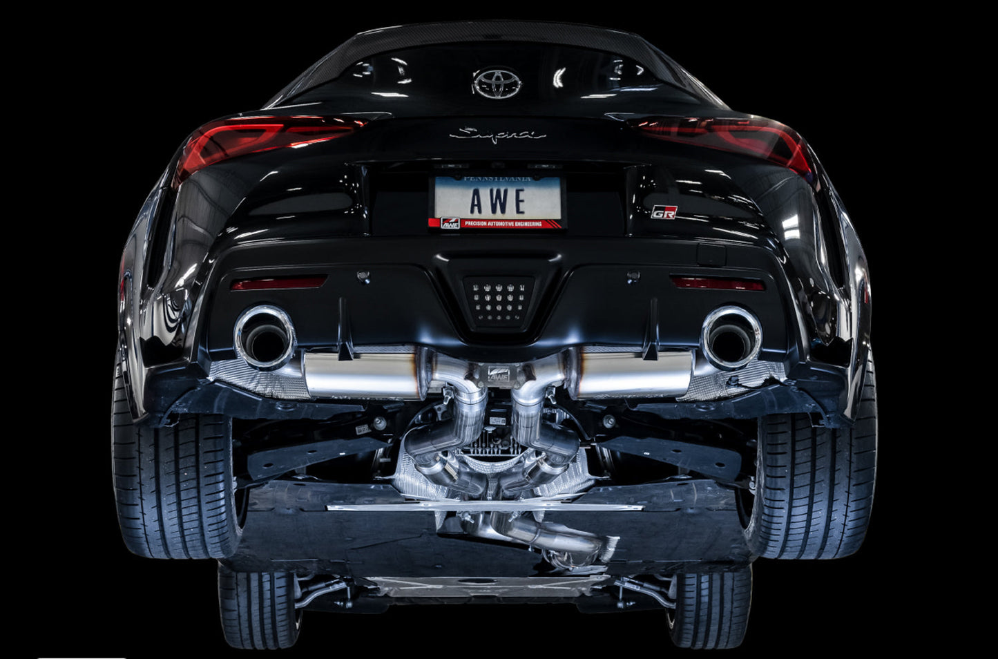 AWE Tuning Resonated Touring Edition Exhaust for A90 Supra - 5" Chrome Silver Tips (3015-32118)