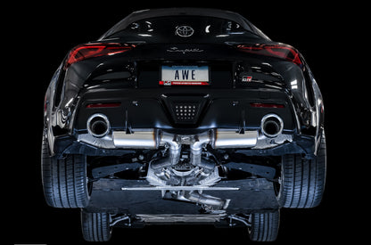 AWE Tuning Resonated Touring Edition Exhaust for A90 Supra - 5" Chrome Silver Tips (3015-32118)