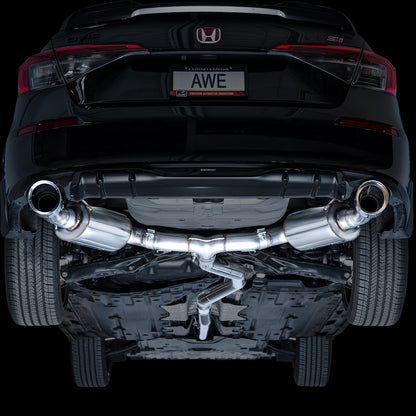AWE Tuning Touring Edition Catback Exhaust - Dual Chrome Silver Tip for 22+ Honda Civic Si/Acura Integra (3015-32331)
