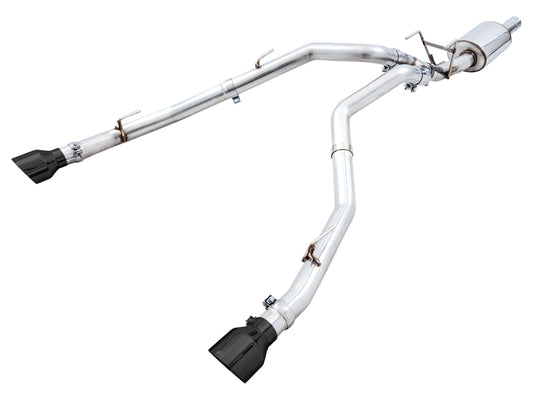 AWE Tuning 0FG Dual Rear Exit Catback Exhaust for 4th Gen RAM 1500 5.7L (with bumper cutouts) - Diamond Black Tips (3015-33004)