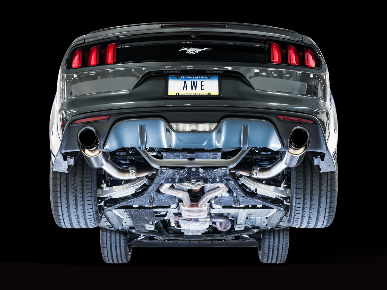 AWE Tuning Touring Edition Axle-back Exhaust for S550 Mustang EcoBoost - Diamond Black Tips (3015-33086)