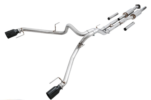 AWE Tuning 0FG Exhaust for Gen 2 Ford Raptor (Resonated Performance Cat-back) - Diamond Black 5" Tips (3015-33106)