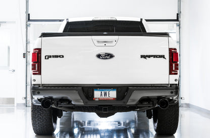 AWE Tuning 0FG Exhaust for Gen 2 Ford Raptor (Resonated Performance Cat-back) - Diamond Black 5" Tips (3015-33106)