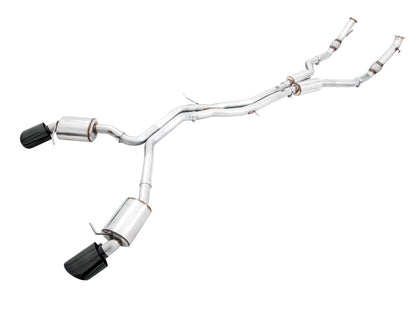 AWE Tuning Touring Edition Exhaust for Audi B9 RS 5 Coupe - Resonated for Performance Catalysts - Diamond Black RS-style Tips (3015-33112)