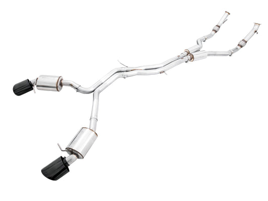 AWE Tuning Touring Edition Exhaust for Audi B9 RS 5 Coupe - Resonated for Performance Catalysts - Diamond Black RS-style Tips (3015-33112)