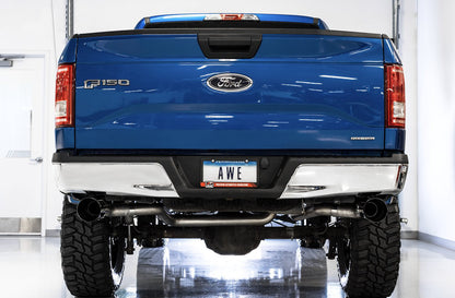AWE Tuning 0FG Dual Exit Exhaust for '15-'20 F-150 - 5" Diamond Black Tips (3015-33120)
