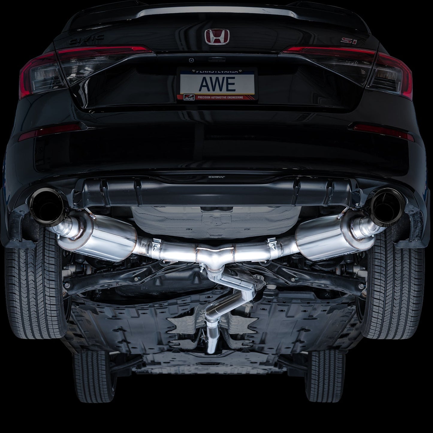 AWE Tuning Touring Edition Catback Exhaust - Dual Diamond Black Tip for 22+ Honda Civic Si/Acura Integra (3015-33331)