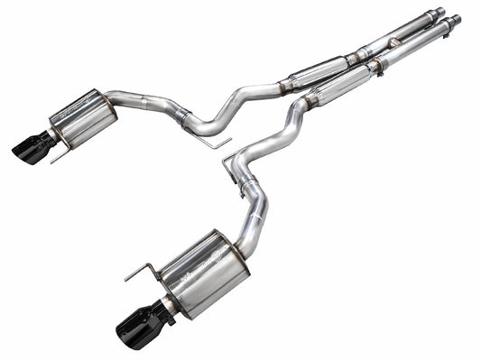 AWE Tuning Touring Catback Exhaust w/ Dual Diamond Black Tips for 2024 Ford Mustang GT Fastback S650 RWD (3015-33650)